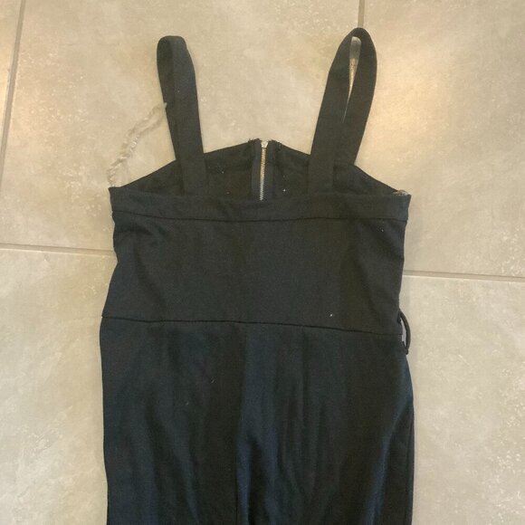 ALMOST FAMOUS Womens Black Sleeveless Evening Skinny Jumpsuit Size L Front Zip - Picture 2 of 4